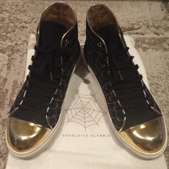 Charlotte Olympia BlackGold Web High Tops Sneakers - Picture 2 of 16